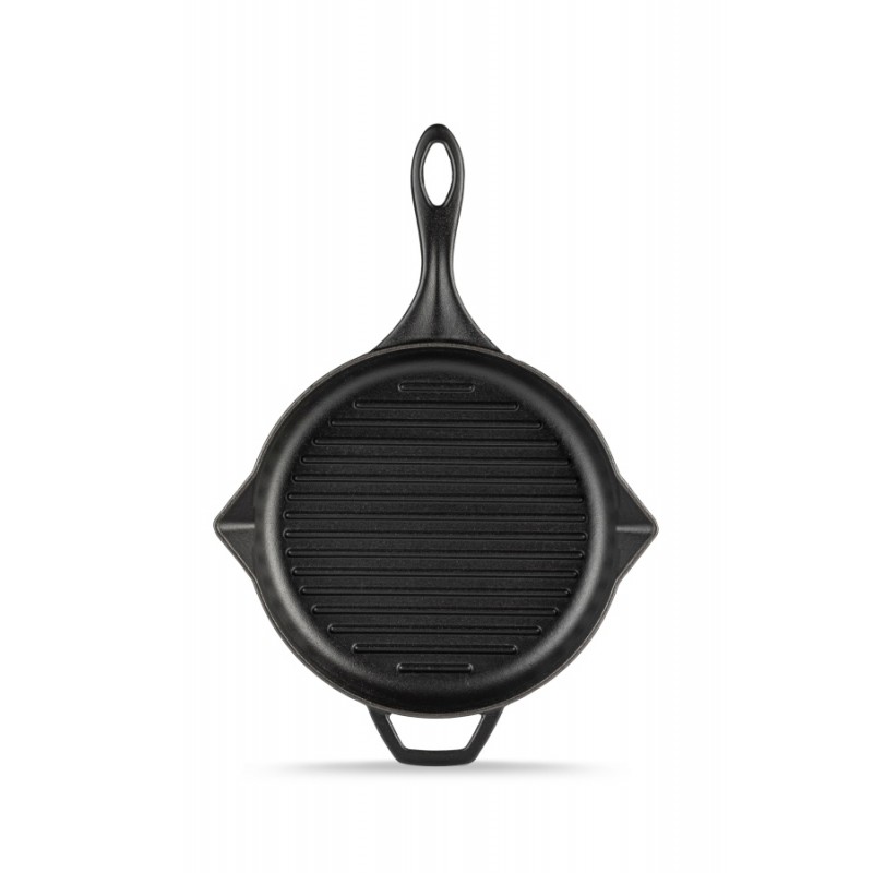 Padella grill in ghisa smaltata Hosse, Black Onyx, Ф24cm - Padella in ghisa