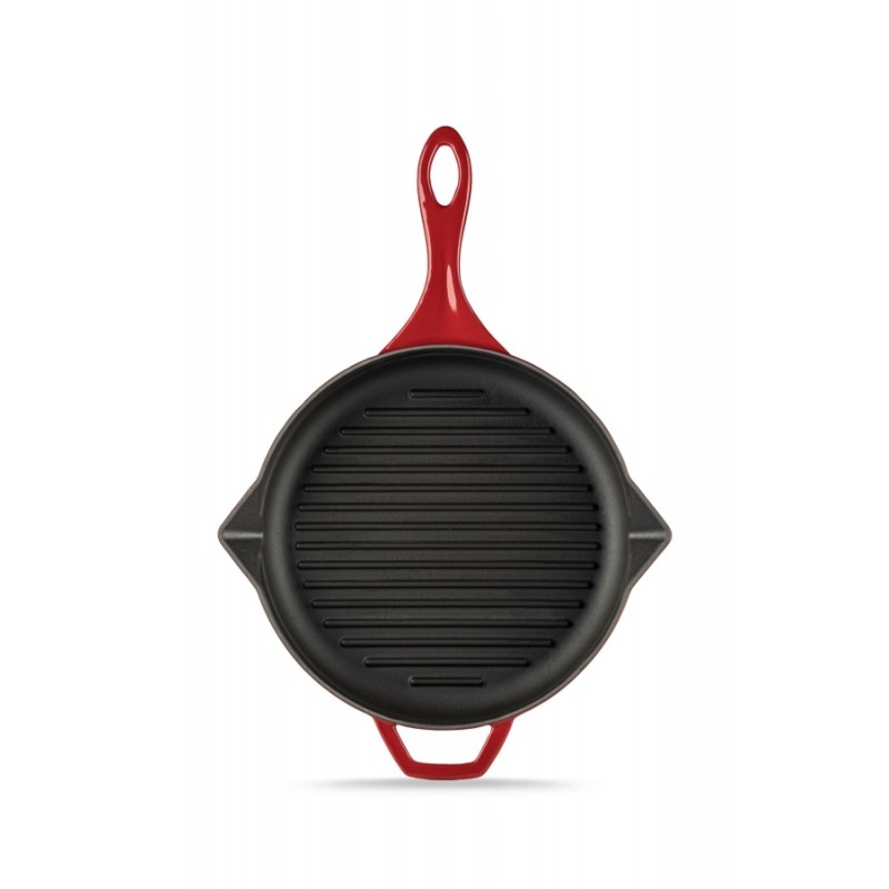 Padella grill in ghisa smaltata Hosse, Rubin, Ф24cm - Padella in ghisa