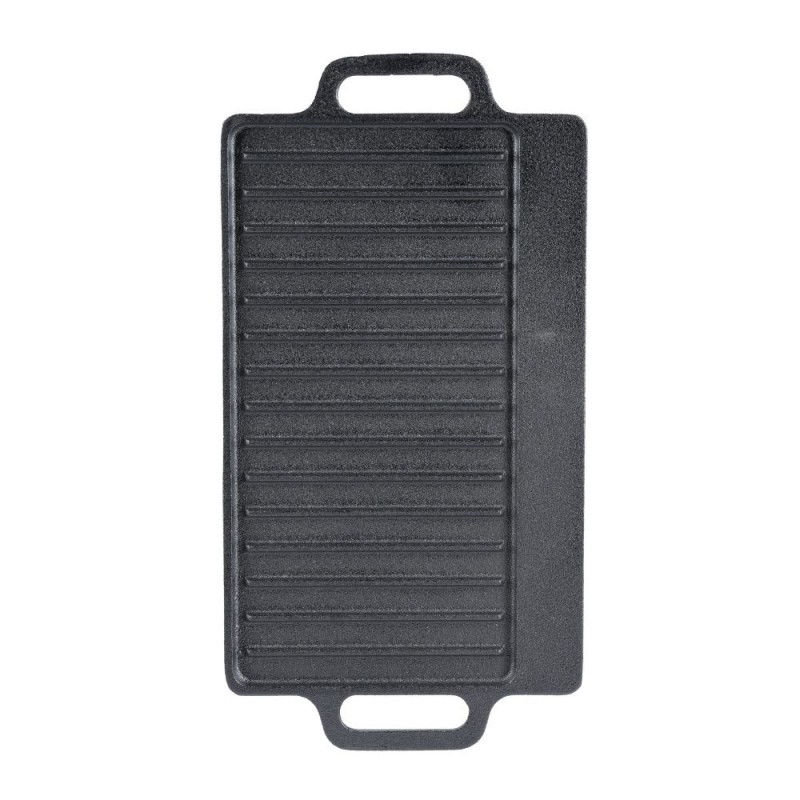 Piastra grill in ghisa doppia faccia, 38x23 cm - 