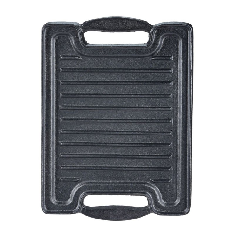 Piastra grill in ghisa doppia faccia, 36x25 cm - 