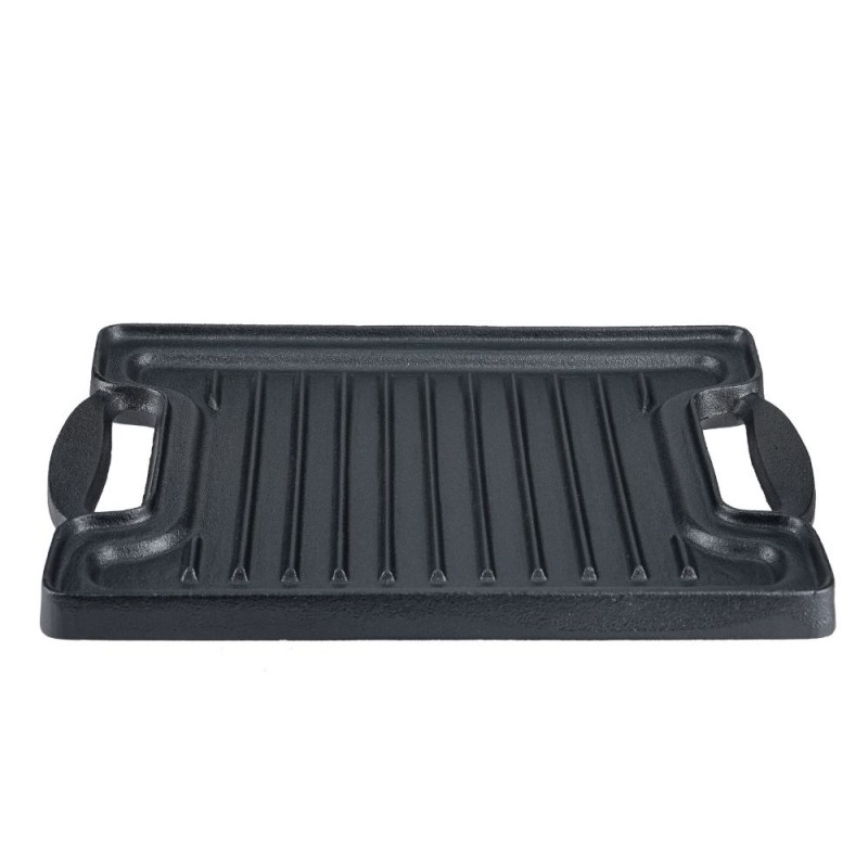 Piastra grill in ghisa doppia faccia, 36x25 cm - 