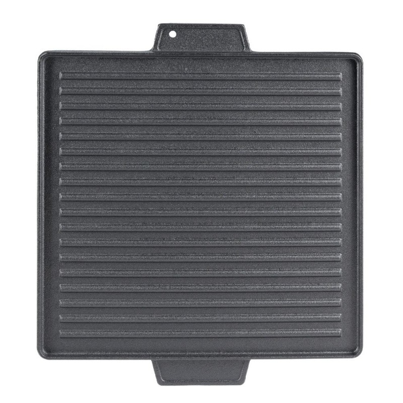 Piastra grill in ghisa doppia faccia, 38x38 cm - 
