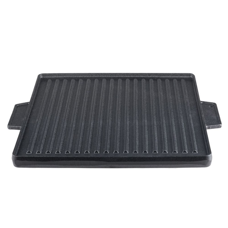 Piastra grill in ghisa doppia faccia, 38x38 cm - 