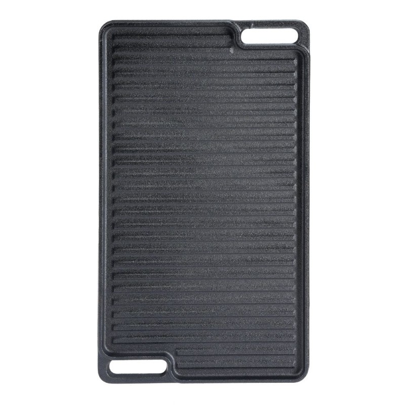 Piastra grill in ghisa doppia faccia, 46x26 cm - 