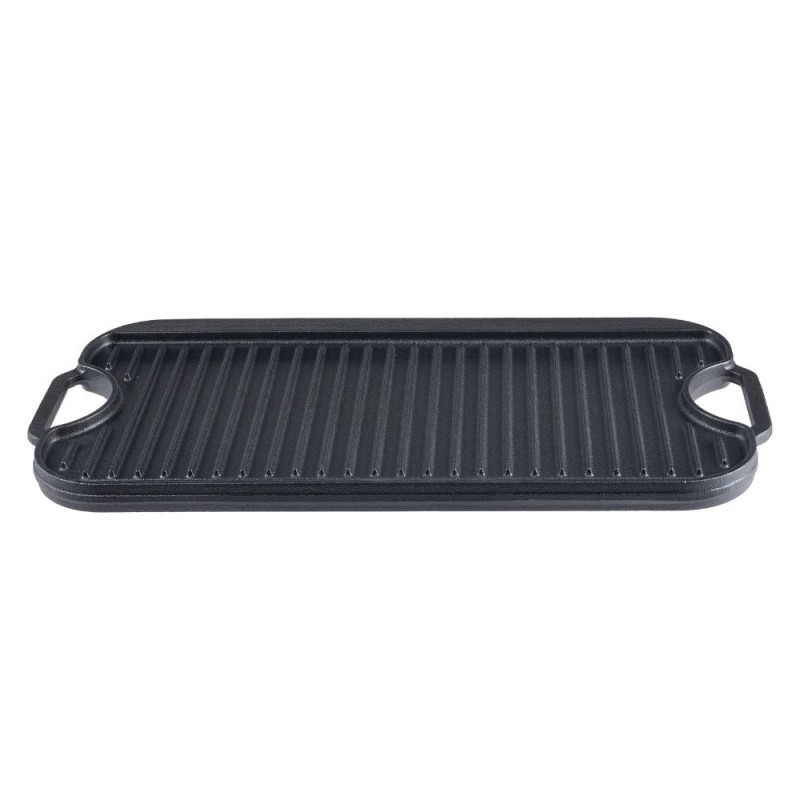 Piastra grill in ghisa doppia faccia, 51x26 cm - 