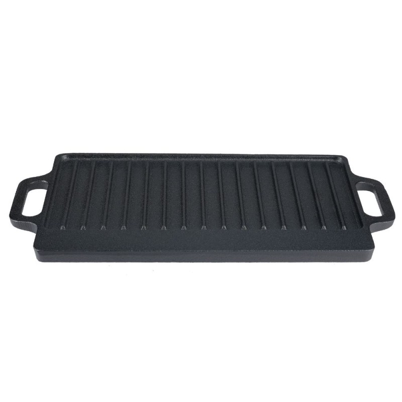 Piastra grill in ghisa doppia faccia, 38x23 cm - 