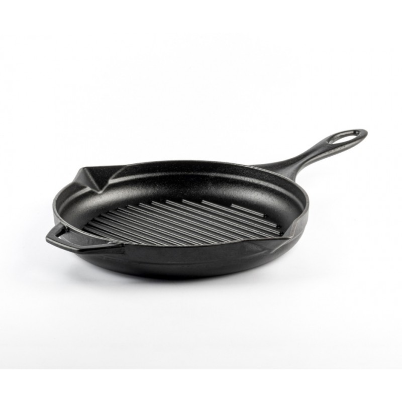 Padella grill in ghisa smaltata Hosse, Black Onyx, Ф24cm - Padella in ghisa