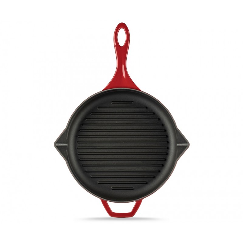 Padella grill in ghisa smaltata Hosse, Rubin, Ф28cm - Padella in ghisa