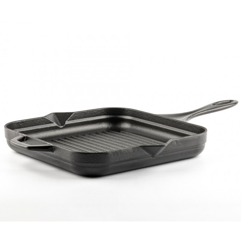 Padella grill in ghisa smaltata Hosse, Black Onyx, 28x28cm - Padella in ghisa