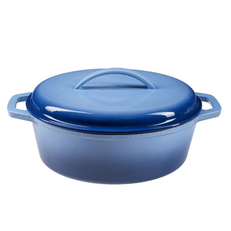 Pentola in ghisa smaltata, Blu, ovale, 33x27см - Pentola in ghisa