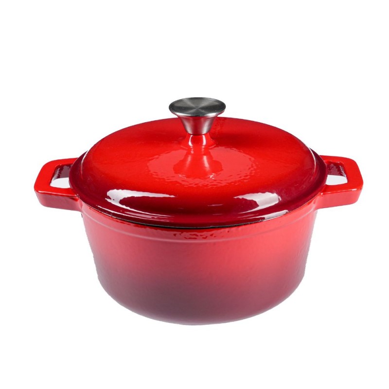 Pentola in ghisa smaltata, Rosso, Ф24 - Pentola in ghisa
